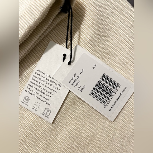 NWT Brunette the Label Cream Ribbed Knit Pant size L/XL - Picture 4 of 6